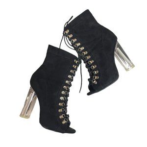 Wild Diva Open Toe Clear Block Heel Bootie size 6
